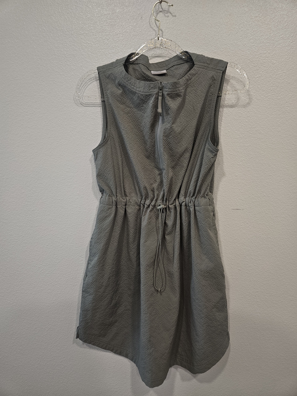 Columbia Olive Gray Sleeveless Drawstring Mini Dress
